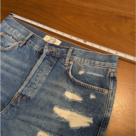 We the Free Free People Distressed Denim High Rise Bermuda Shorts, size 29 - Picture 5 of 10
